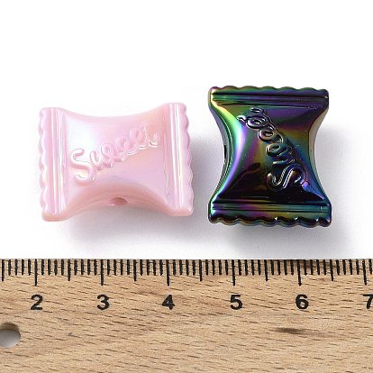 UV Plating Rainbow Iridescent Acrylic Beads, Candy