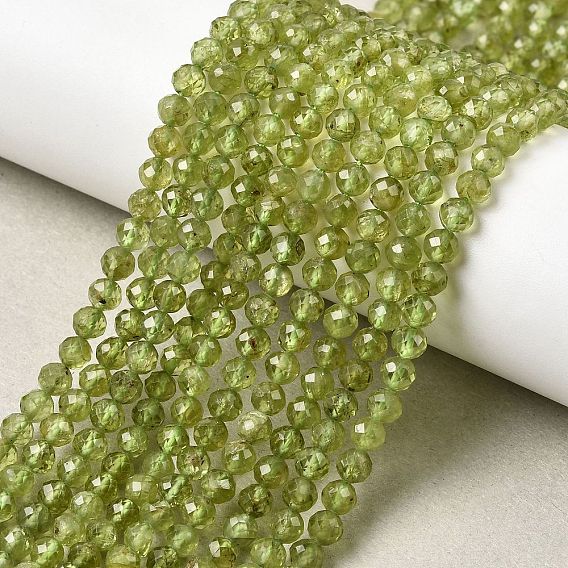 Природный перидот бисер нитей, граненые, круглые