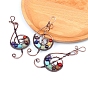 Chakra Gemstone Big Pendants, Red Copper Plated Musical Note Metal Charms