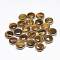 Gemstone Pendants, with Golden Tone Brass Findings, Faceted, Flat Round