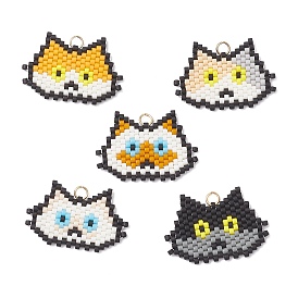 5 шт. 5 цветов подвески ручной работы из стеклянных бусин в форме головы кошки, с 304 петлей из нержавеющей стали