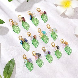 Подвесные украшения из листового акрила и цветочной смолы, натуральные и синтетические драгоценные камни и застежки-клешни для украшений сумок