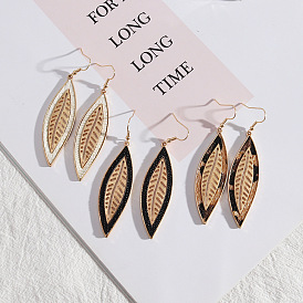Chic Leather Leaf Earrings - Long Hollow Drop Dangles with European Style and Personality