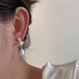 Design Sense Water Drop West Saturn Pearl Earring Fashion Personality Temperament Simple Versatile Stud Earrings