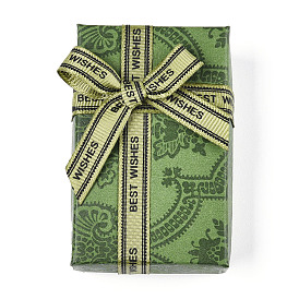 Boîtes à bijoux en carton imprimé par fleurs, avec une éponge noire, pour emballage cadeau bijoux, carré/rectangle avec nœud papillon