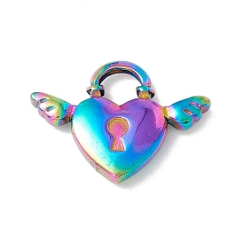 Ion Plating(IP) 304 Stainless Steel Pendants, Heart Padlock