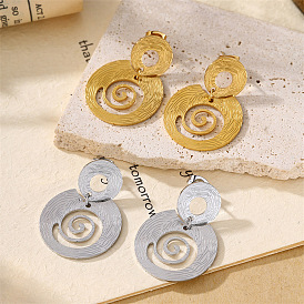 Boucles d'oreilles pendantes à clous en spirale en acier inoxydable pour femmes