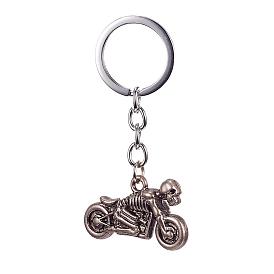 Сплав брелок, с кольцом ключевой железа, череп и мотоцикл