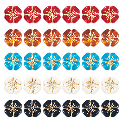 80 шт 5 цвета прозрачные акриловые бусины, цветок, золотой металл обвитыми