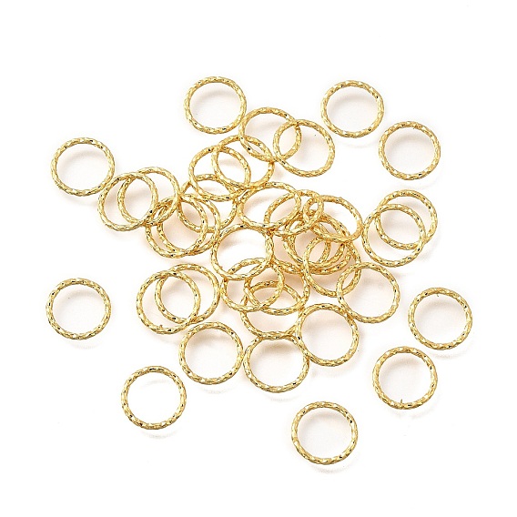 Brass Soldered Closed Rings, Diamond Cut Textured Round, Long-Lasting Plated, Nickel Free