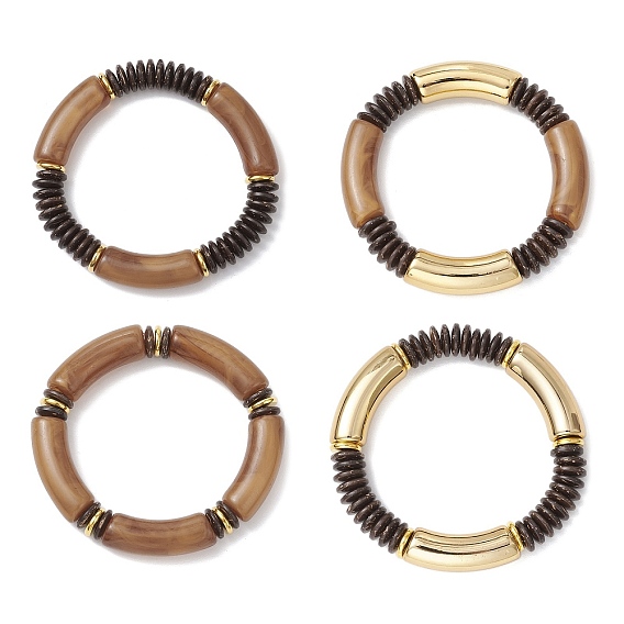 Браслеты из акрила и пластика ccb с бусинами для женщин, трубка, с кокосом и латунью