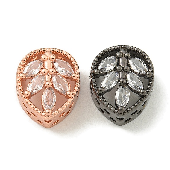 Стойки обшивки латунь микро проложить кубического циркония бусы, долговечный, без свинца и без кадмия, слеза с листом