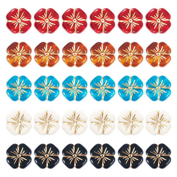 80 шт 5 цвета прозрачные акриловые бусины, цветок, золотой металл обвитыми