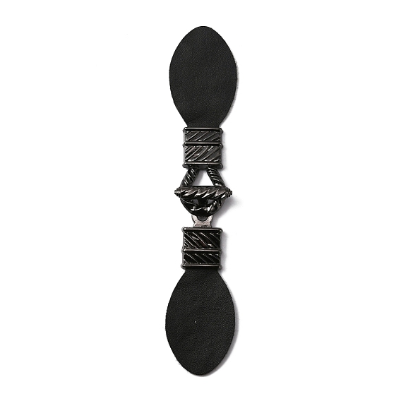 PU Imitation Leather Sew on Toggle Buckles, Tab Closures, Cloak Clasp Fasteners, with Zinc Alloy & Iron Clasps