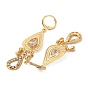 Brass Teardrop Chandelier Earrings with Rhinestone, Glass Drop Earrings for Women