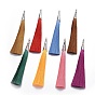Polyester Tassel Big Pendant Decorations, with Alloy Finding, Platinum
