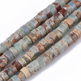 Natural Aqua Terra Jasper Beads Strands, Flat Round/Disc