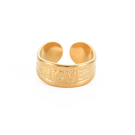 304 Stainless Steel Word Love Open Cuff Ring for Women