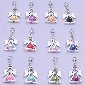 Alloy Angel Pendant Decorations, with CCB Imitation Pearl