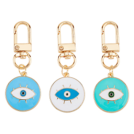 3 шт. 3 цвета плоские круглые с эмалевым сплавом от сглаза подвеска украшение, подвески с поворотной застежкой для брелка, кошелек, украшение для рюкзака