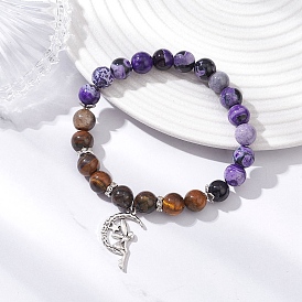 Браслеты из сплава в тибетском стиле с подвесками в виде фей, Браслеты из натуральных драгоценных камней и бусин для женщин