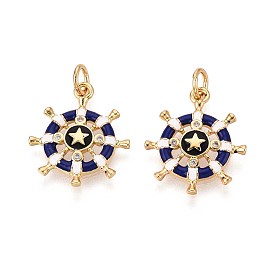 Латунные микро проложить кубического циркония подвески, руль, с эмалью, реальный 18 k позолоченный