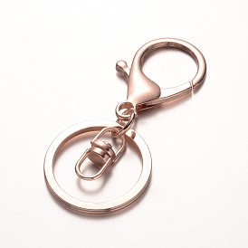 Iron Split Key Rings Keychain Clasp Findings, with Alloy Lobster Claw Clasps and Swivel Clasps, 66mm