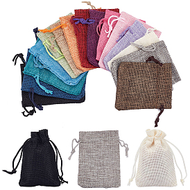 Sachets d'emballage de jute, sacs à cordonnet, rectangle