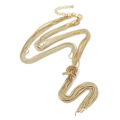 Brass Box Chains Lariat Necklace, Tassel Necklaces