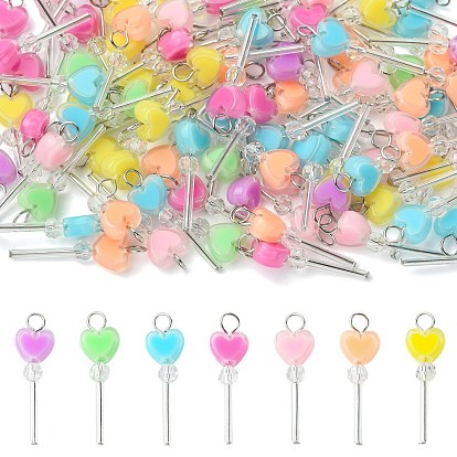 100шт. акриловые и стеклянные подвески, с 304 фурнитурой из нержавеющей стали, цвет нержавеющей стали