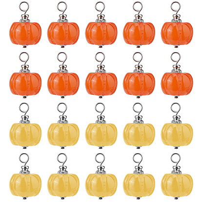 40шт 2цвета непрозрачная смола растительные подвески, Осенние подвески-тыквы с 304 булавками из нержавеющей стали с плоской головкой