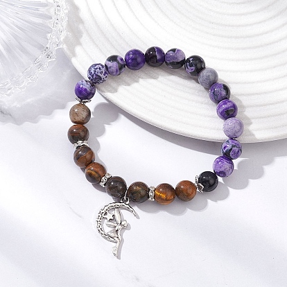 Браслеты из сплава в тибетском стиле с подвесками в виде фей, Браслеты из натуральных драгоценных камней и бусин для женщин