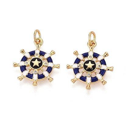 Латунные микро проложить кубического циркония подвески, руль, с эмалью, реальный 18 k позолоченный