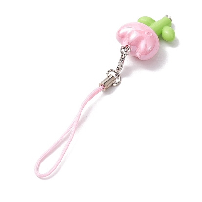 Flower Acrylic Mobile Straps, with Nylon Phone Strap