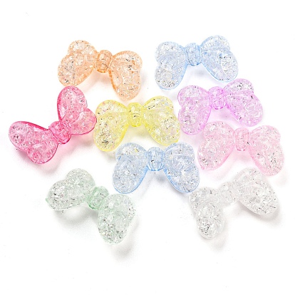 Plating Transparent Carckle Acrylic Beads, Bowknot