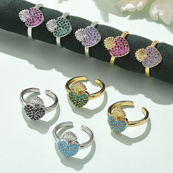 Кольца-манжеты из латуни с микропаве из кубического циркония для женщин, без кадмия и без свинца, стойки покрытие