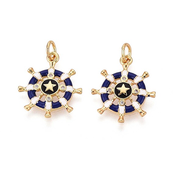 Латунные микро проложить кубического циркония подвески, руль, с эмалью, реальный 18 k позолоченный