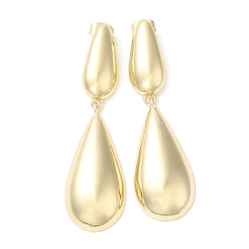 Brass Stud Earrings, Double Teadrop Dangle Ear Stud for Women