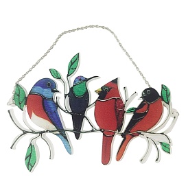 Acrylic Pendant Decorations, Window Hanging Suncatcher, 4 Birds/7 Birds