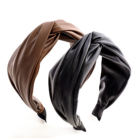 Wind leather headband PU leather headband fashion cross temperament hair bundle wash face hairpin R124