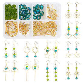 SUNNYCLUE DIY Jewelry Set Making Kit, Brass Linking & Pendants & Earring Hooks & Jump Ring & Pins, Alloy Pendants, Glass Beads