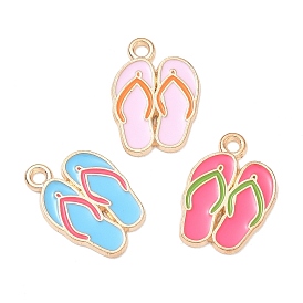 Alloy Enamel Pendants, Slipper Charms, Golden