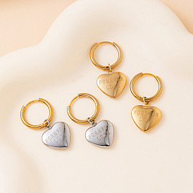 201 серьги-кольца из нержавеющей стали с сердцем и надписью