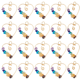 20шт. подвески из медной проволоки с кристаллами драгоценных камней чакры, сердце прелести