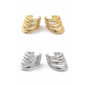 Brass Micro Pave Cubic Zirconia Cuff Earrings, Split Non Piercing Earrings