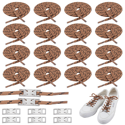 8 пряжка для шнурков из сплава, прямоугольные, с 8 парами шнурков из полиэфирного шнура