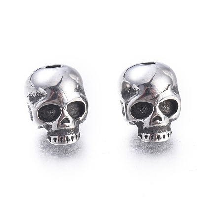 Halloween 304 Stainless Steel Beads, Skull Head