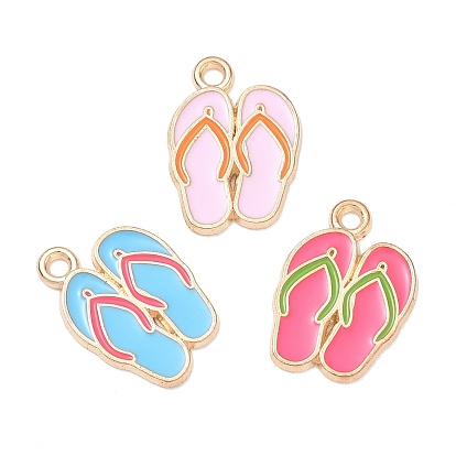 Alloy Enamel Pendants, Slipper Charms, Golden