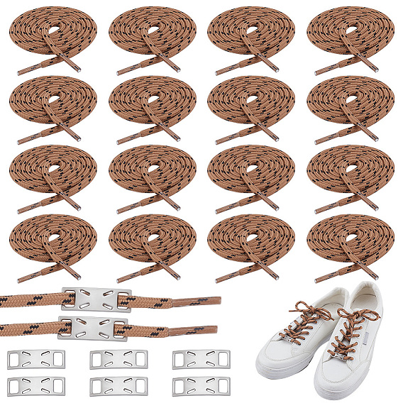 8 пряжка для шнурков из сплава, прямоугольные, с 8 парами шнурков из полиэфирного шнура