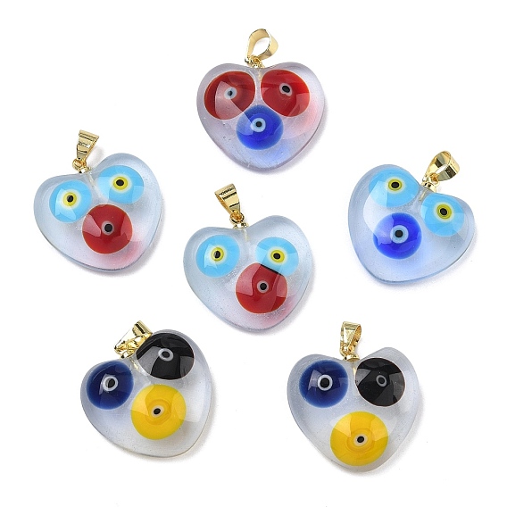 Подвески лэмпворк ручной работы, сердце с оберегами от сглаза, с латунной привязкой на поруки, стойки покрытие